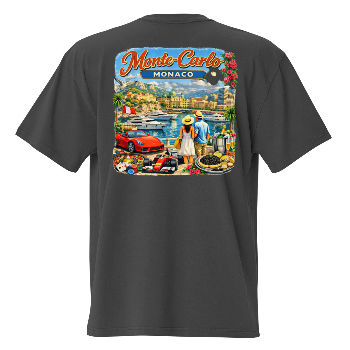 Nightshades Monaco Monte-Carlo Oversized faded t-shirt (multi color) — Faded Black / S