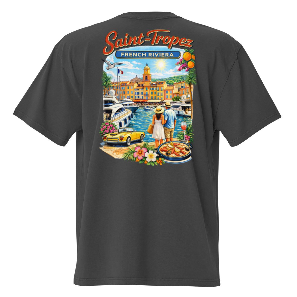 Nightshades St Tropez Oversized faded t-shirt (Multi color) — Faded Black / S